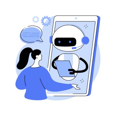 Chatbot müşteri hizmetleri soyut konsept vektör çizimi.