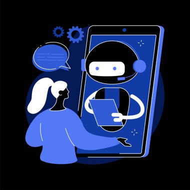 Chatbot müşteri hizmetleri soyut konsept vektör çizimi.