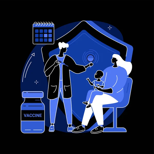 婴儿和儿童疫苗接种抽象概念病媒说明. — 图库矢量图片