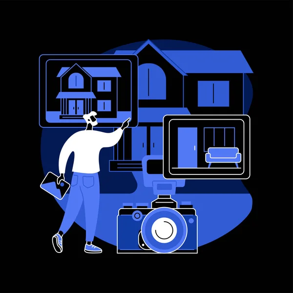 Fotografía inmobiliaria concepto abstracto vector ilustración. — Archivo Imágenes Vectoriales