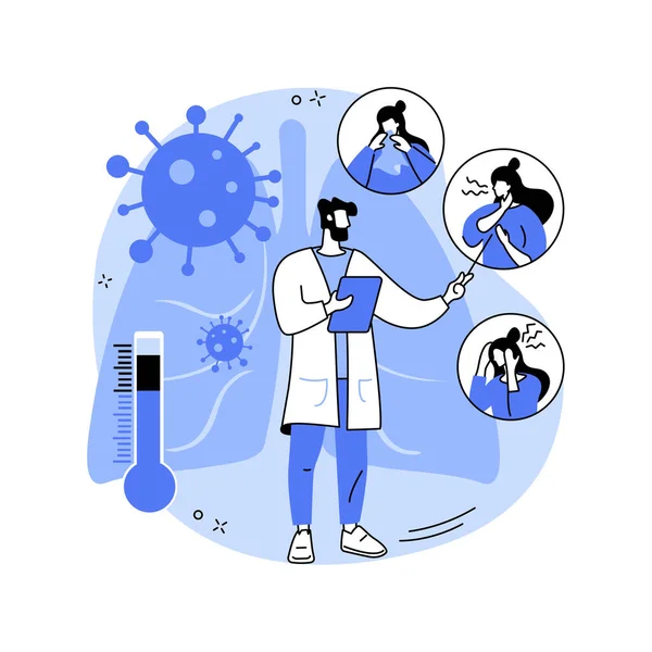 Symptômes du coronavirus concept abstrait illustration vectorielle. — Image vectorielle