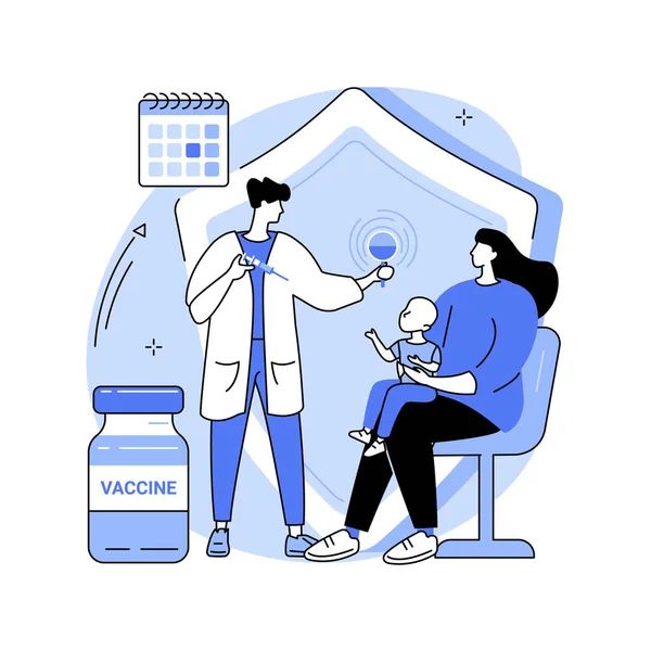 Illustrazione astratta del vettore concettuale della vaccinazione infantile e infantile. — Vettoriale Stock