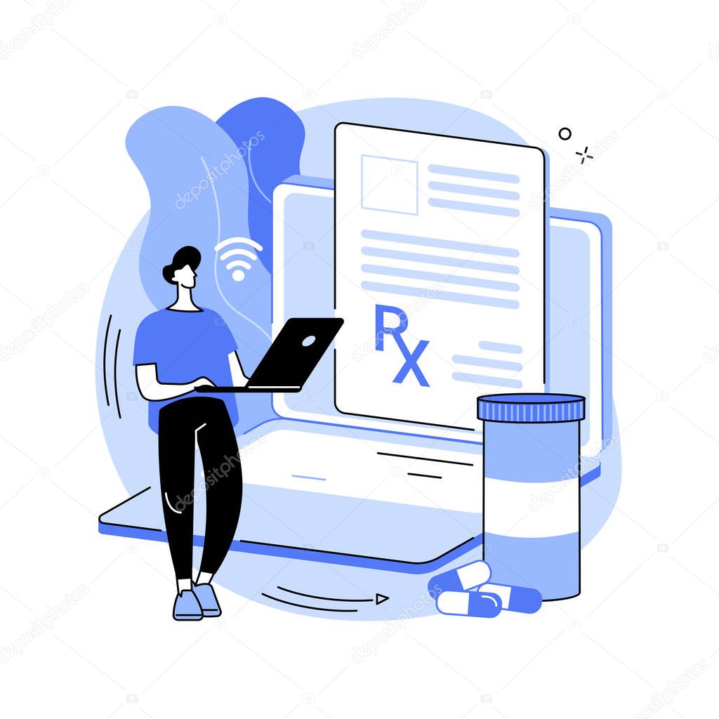 Online prescription system abstract concept vector illustration.