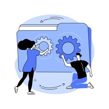 İş paylaşımı soyut konsept vektör çizimi. Yarı zamanlı iş, iş paylaşımı, alternatif çalışma programı, iş birliği, görev paylaşımı, eşit sorumluluk soyut metaforu.