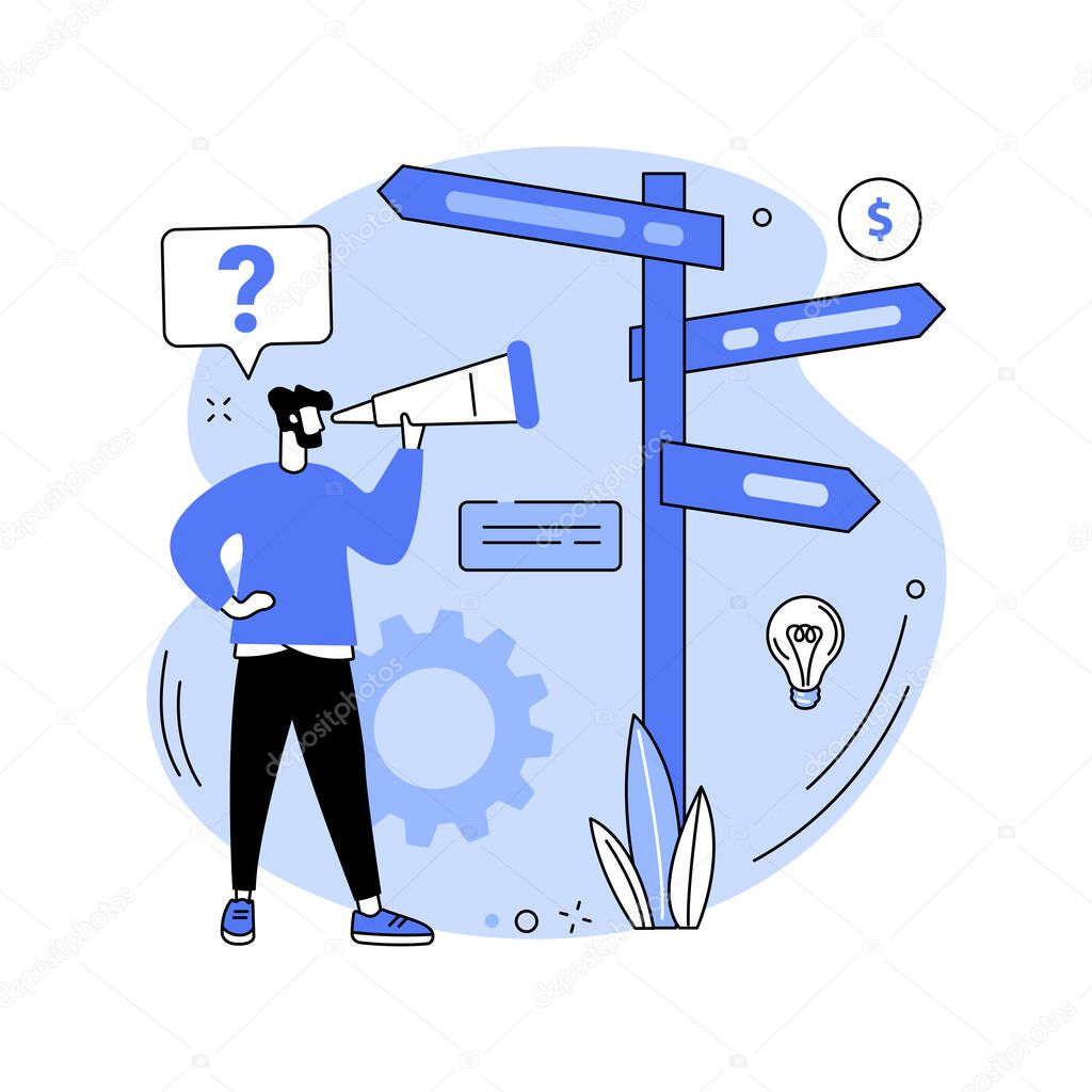 Decision management abstract concept vector illustration. Business rules, strategic organization management, IT tool, enterprise analysis software, decision-making system abstract metaphor.