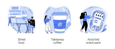 Hızlı abur cubur konsept vektör çizimleri.