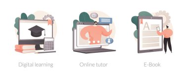 Uzaklık eğitimi soyut konsept vektör çizimleri.