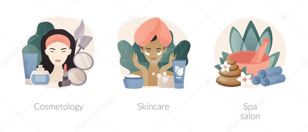 Beauty treatment abstract concept vector illustrations.