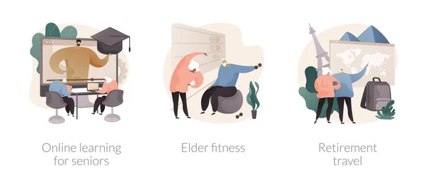 Äldre människor livsstil abstrakt begrepp vektor illustrationer. — Stock vektor