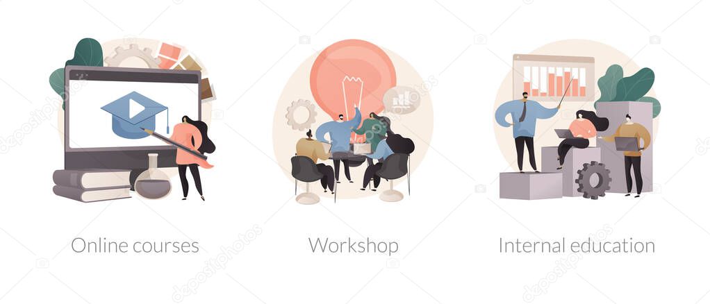 Digital education abstract concept vector illustrations.