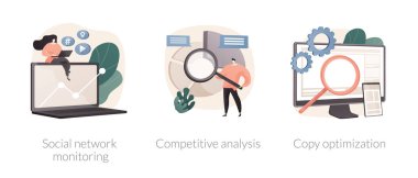 Sosyal medya analizi soyut konsept vektör çizimleri.