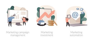 Reklam kampanyası soyut konsept vektör çizimleri.