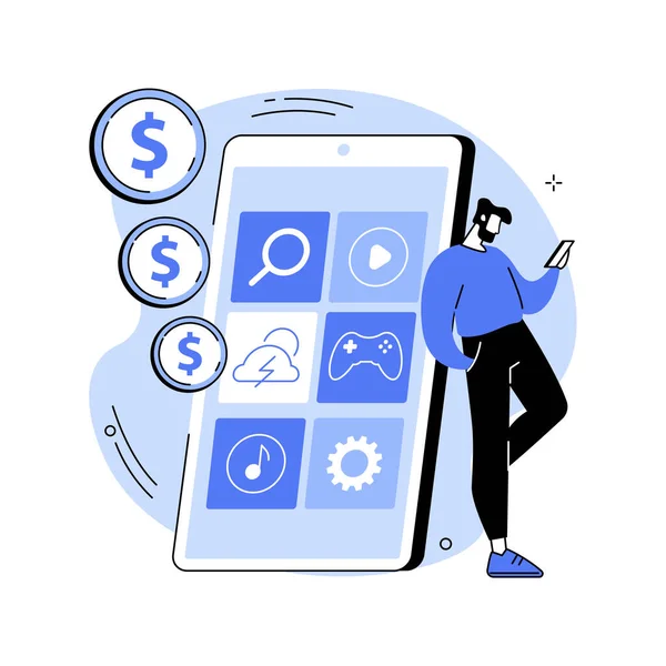 App monetizzazione concetto astratto illustrazione vettoriale. — Vettoriale Stock