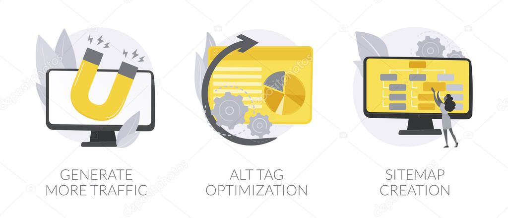 SEO online service abstract concept vector illustrations.