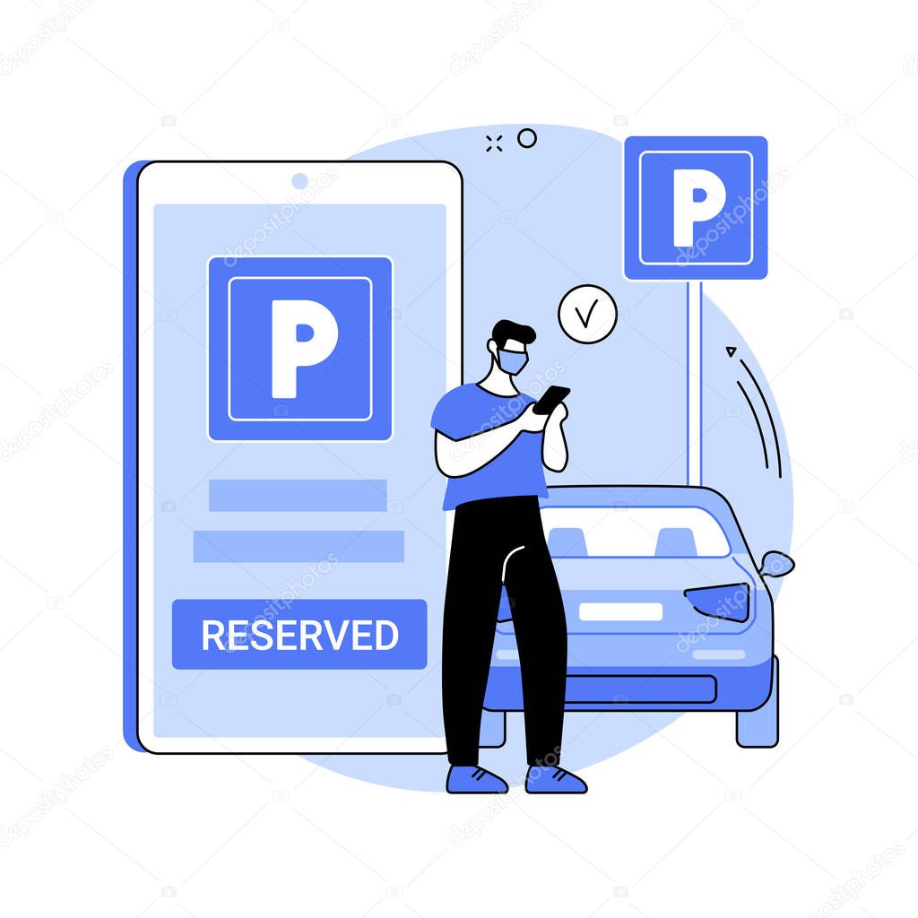 Reserve parking space for curbside pickup abstract concept vector illustration.