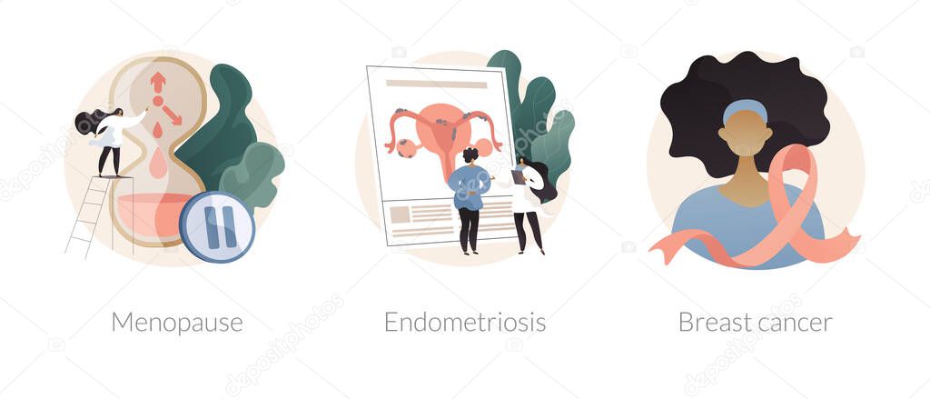 Female health issues abstract concept vector illustrations.