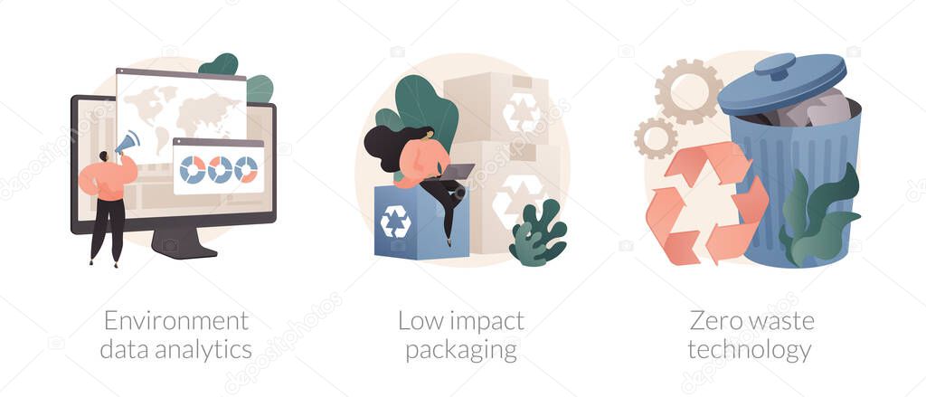 Reuse reduce recycling abstract concept vector illustrations.