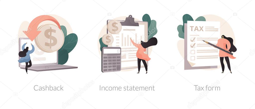 Financial balance documents abstract concept vector illustrations.