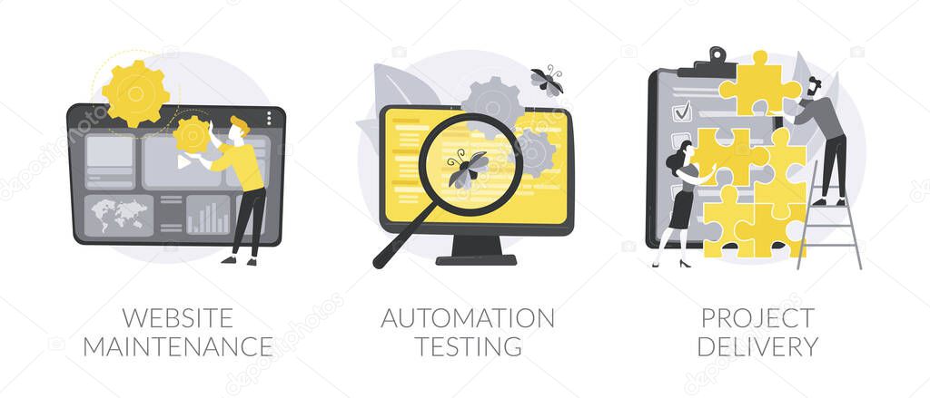 Web development and support abstract concept vector illustrations.