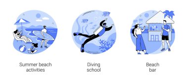 Yaz tatil beldesi soyut konsept vektör çizimleri.