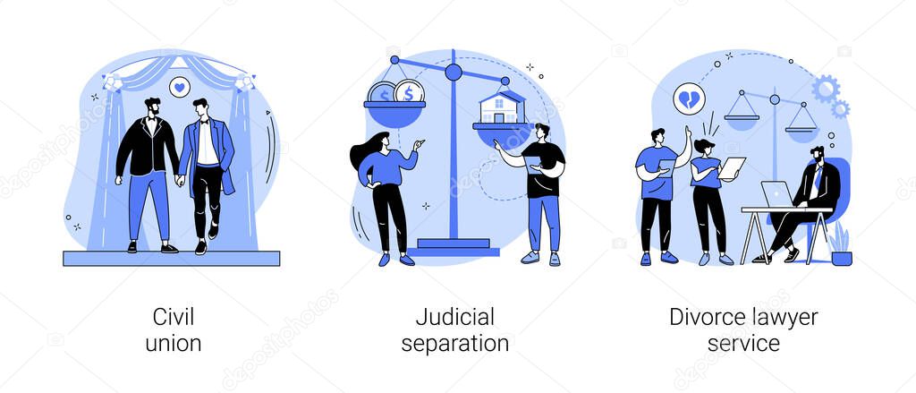 Family law abstract concept vector illustrations.