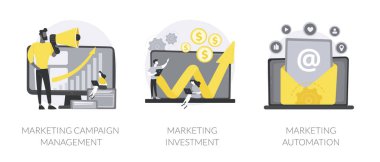 Reklam kampanyası soyut konsept vektör çizimleri.