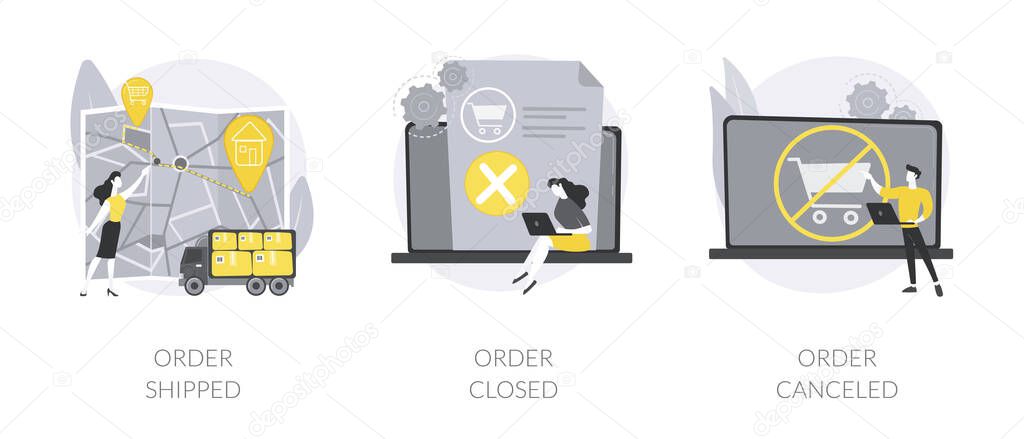 Purchase status abstract concept vector illustrations.