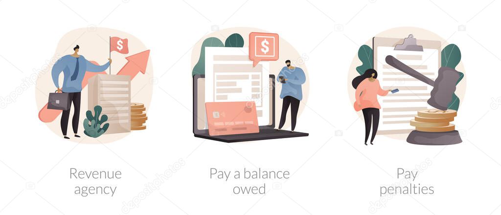 Tax payment abstract concept vector illustrations.