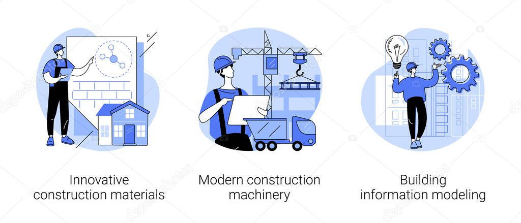 Construction technology innovation abstract concept vector illustrations.