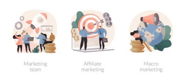 Küresel pazarlama stratejisi soyut konsept vektör çizimleri.