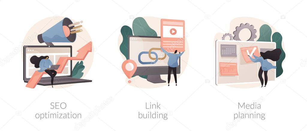 SEO strategy abstract concept vector illustrations.