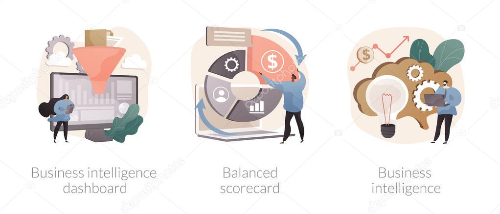 Performance data visualization abstract concept vector illustrations.