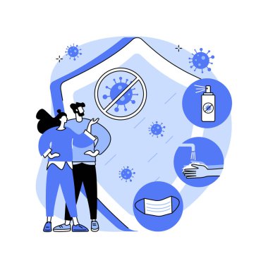 Kişisel hijyen soyut konsept vektör çizimi kurallarıdır. Kişisel temizlik, hijyen programı, güvenlik kuralları listesi, el yıkama, gıda zehirlenmesini önleme, temizlik alışkanlığı soyut metafor.