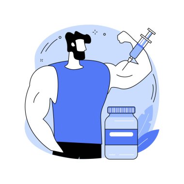 Anabolic steroids abstract concept vector illustration. Anabolic steroids doping, anti-aging aid, illegal sport drugs, hormone testosterone, muscle mass, athletic performance abstract metaphor. clipart