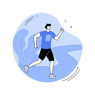 Soyut konsept vektör çizimi çalıştırılıyor. Spor yaşam tarzı, günlük çalışma, antrenman, hız yarışı, sabah koşusu, açık hava stadyumu, maraton sporcusu, atletizm metaforu.