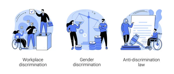 Igualdad Derechos Concepto Abstracto Vector Ilustración Conjunto Lugar Trabajo Discriminación — Vector de stock