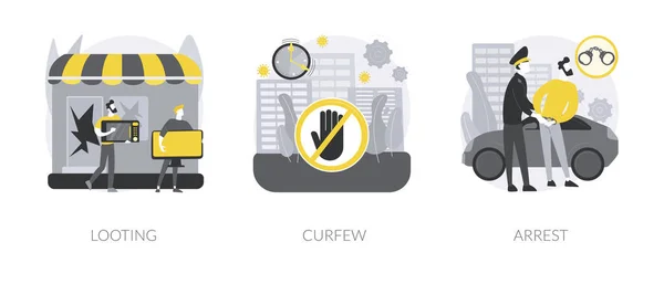 Öffentlicher Protest Abstraktes Konzept Vektor Illustration Set Plünderungen Und Ausgangssperren — Stockvektor