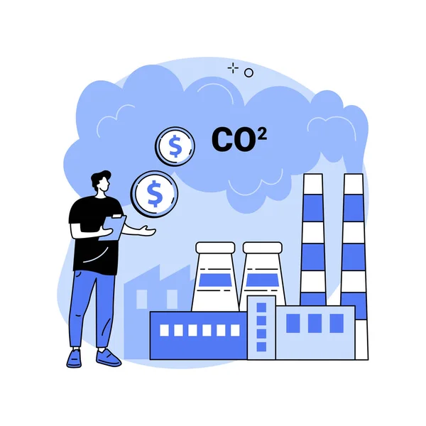 Impuesto Sobre Carbono Crédito Abstracto Concepto Vector Ilustración Emisión Gases — Vector de stock