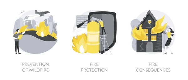 Servizio Antincendio Concetto Astratto Set Illustrazione Vettoriale Prevenzione Degli Incendi — Vettoriale Stock