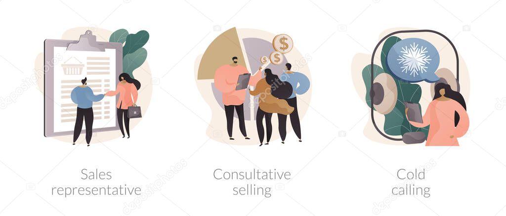 Direct marketing abstract concept vector illustrations.