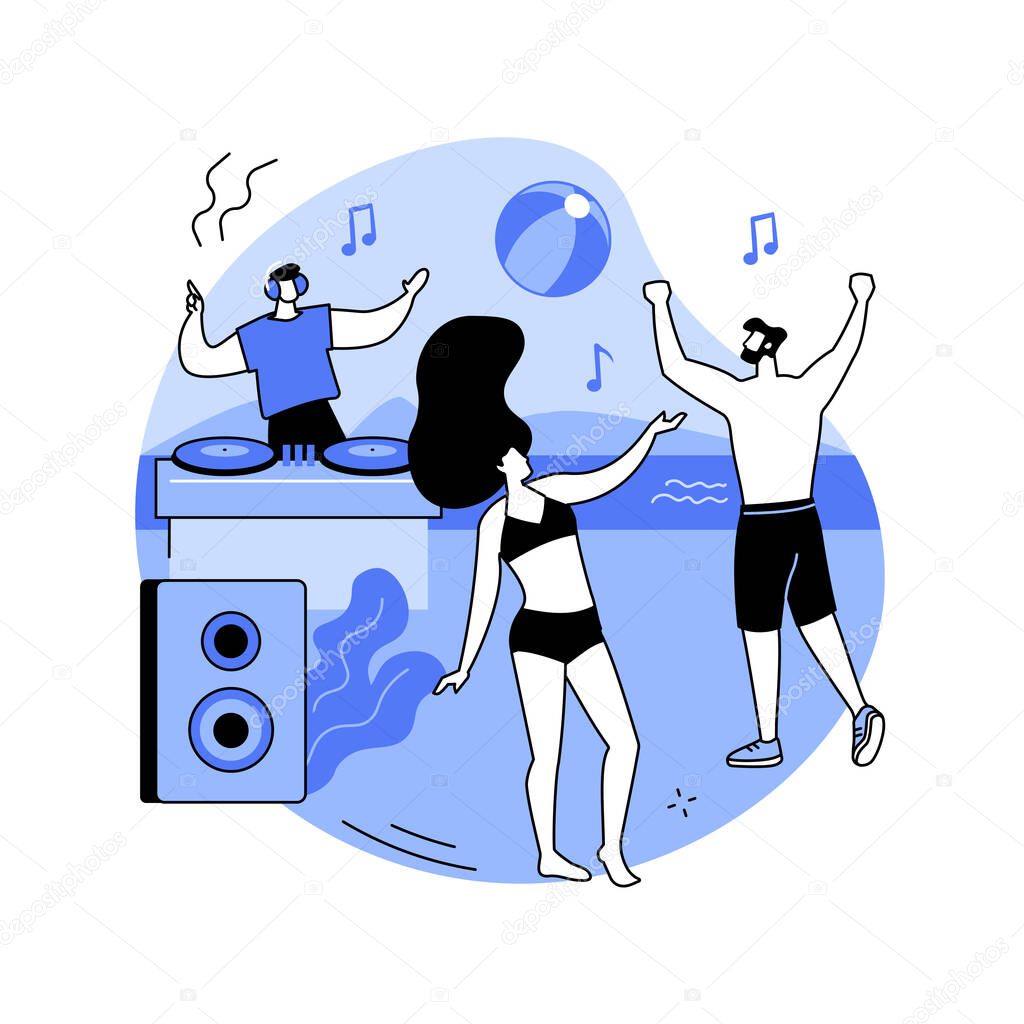 Beach party abstract concept vector illustration.