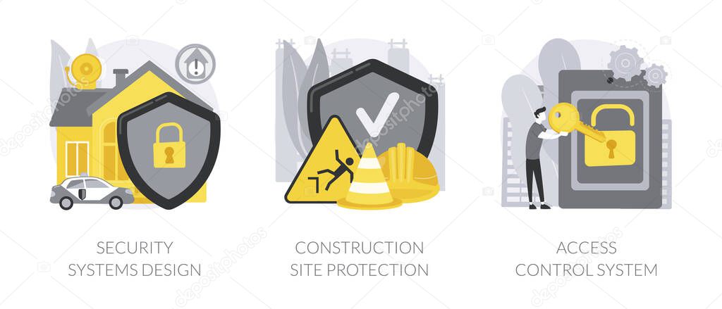 Construction security services abstract concept vector illustrations.