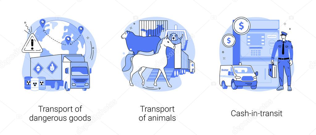 Transit and logistics abstract concept vector illustrations.