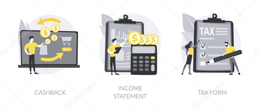 Financial balance documents abstract concept vector illustrations.