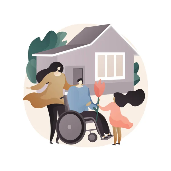 Adaptasi sosial dari disabilitas konsep abstrak vektor ilustrasi. - Stok Vektor