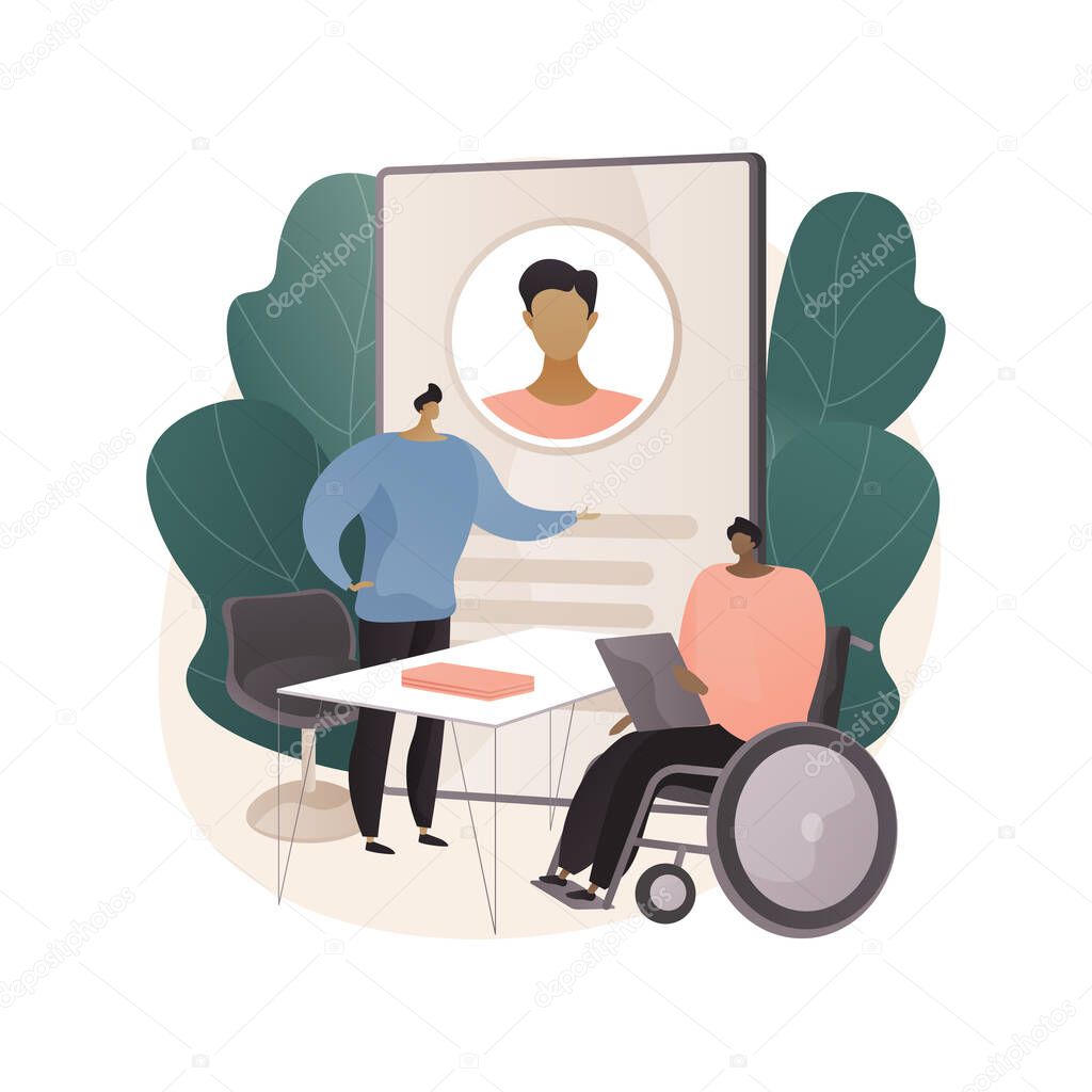 Disabled employment abstract concept vector illustration.