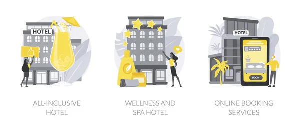 Indústria hoteleira conceito abstrato vetor ilustrações. — Vetor de Stock
