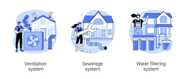 Home sistema de tratamento resumo conceito vetor ilustrações. — Vetor de Stock