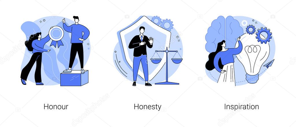 Moral principles abstract concept vector illustrations.