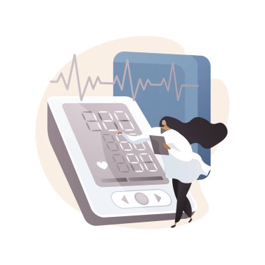 Tansiyon taraması soyut konsept vektör çizimi. Eczane tarama tesisi, tansiyon kontrolü, klinik muayene, sağlık hizmeti, soyut metafor test programı.